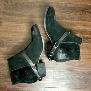 Hand Crafted Black Boots with Studded Ankle Strap size 9.5